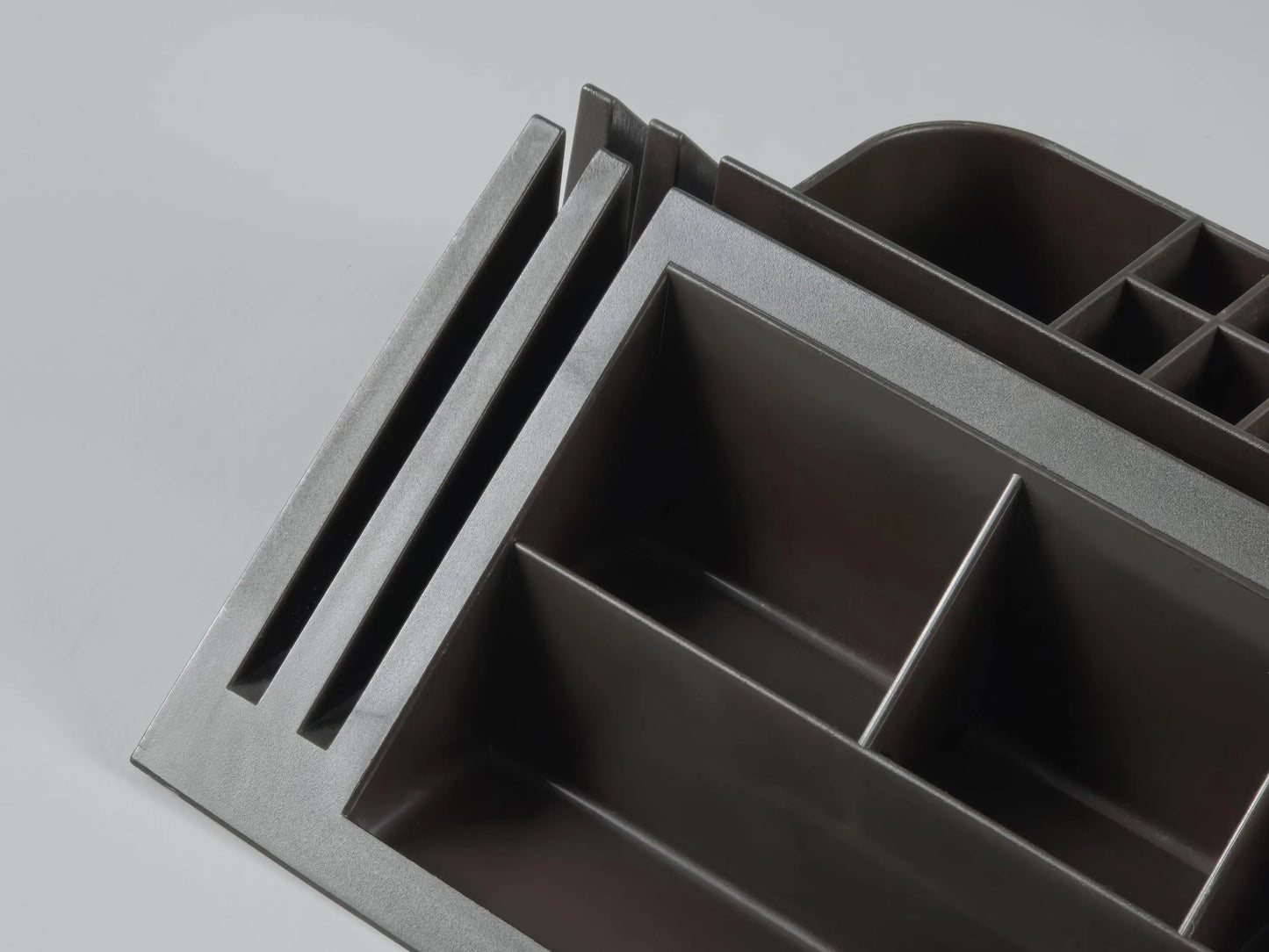 Vintage 1970s Industrial Brown Plastic Desk Caddy – Modular Organizer with Sliding Tray, West Germany.