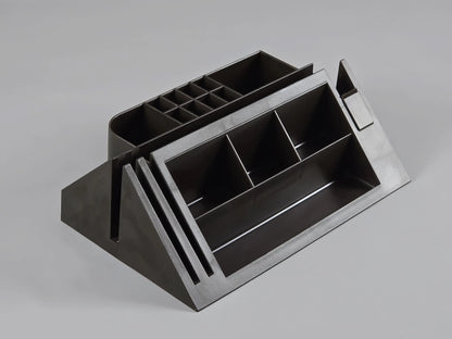Vintage 1970s Industrial Brown Plastic Desk Caddy – Modular Organizer with Sliding Tray, West Germany.
