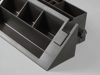 Vintage 1970s Industrial Brown Plastic Desk Caddy – Modular Organizer with Sliding Tray, West Germany.