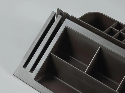 Vintage 1970s Industrial Brown Plastic Desk Caddy – Modular Organizer with Sliding Tray, West Germany.