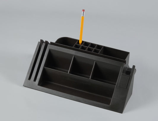Vintage 1970s Industrial Brown Plastic Desk Caddy – Modular Organizer with Sliding Tray, West Germany.