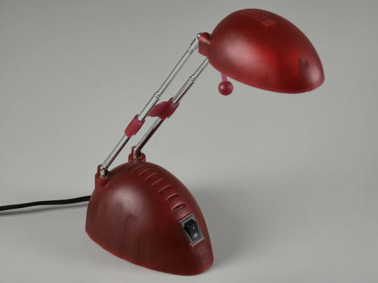 Vintage 1990s EGLO Burgundy Plastic Adjustable Telescopic Antenna Desk Lamp.