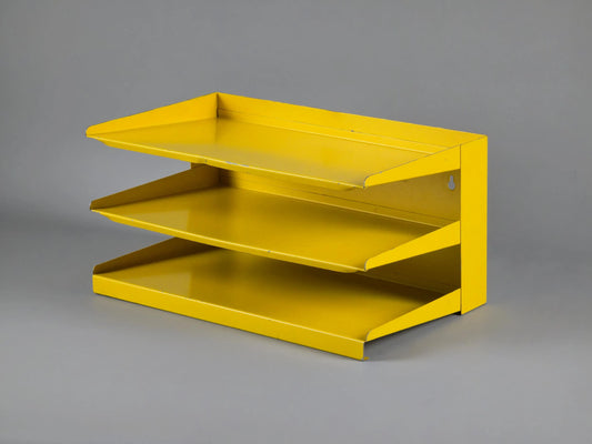 Vintage 1960s Yellow Steel Sorting Station & Desk Organizer