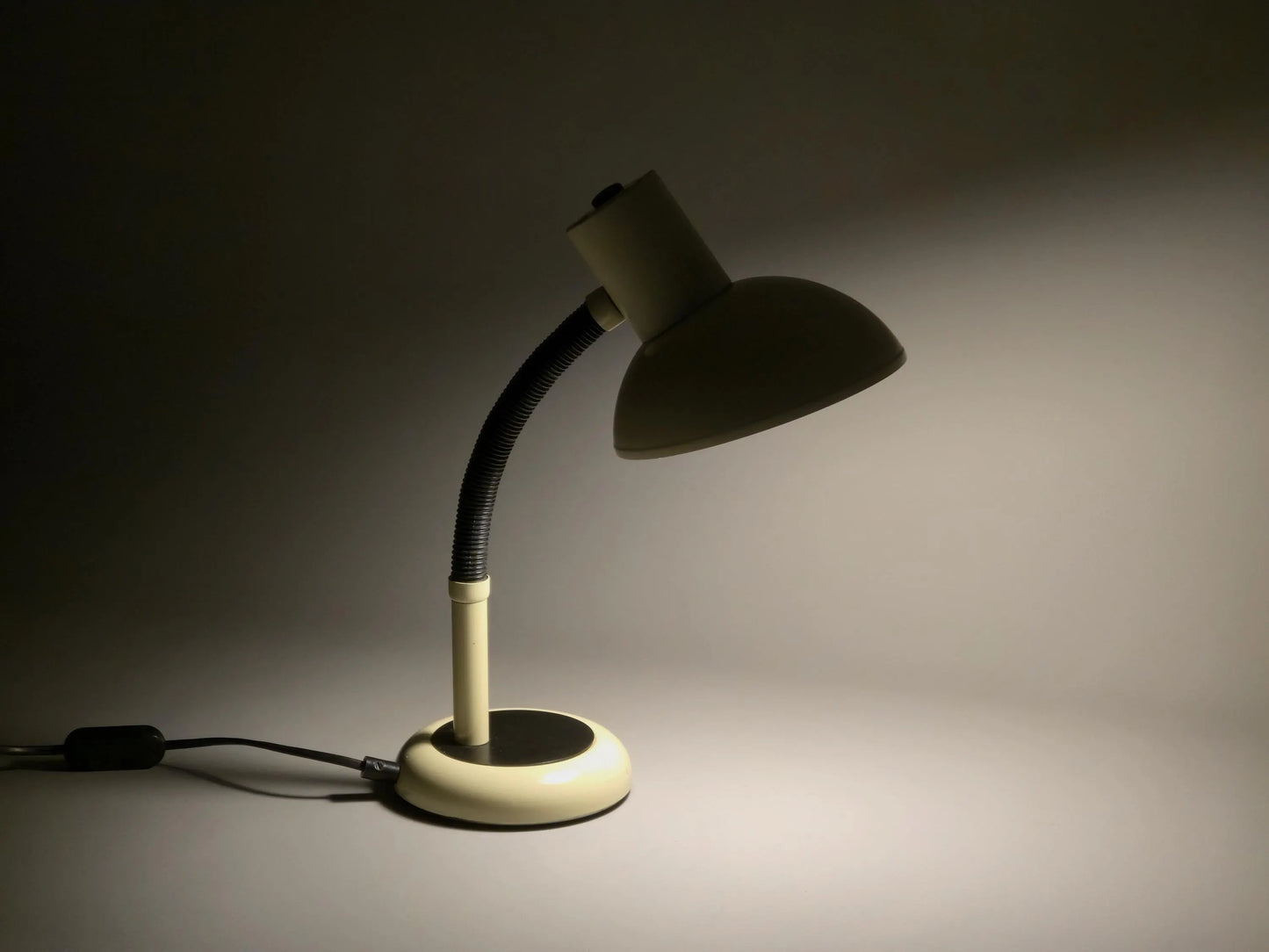 Vintage 1970s Cream Gooseneck Desk Lamp By Massive Lighting.