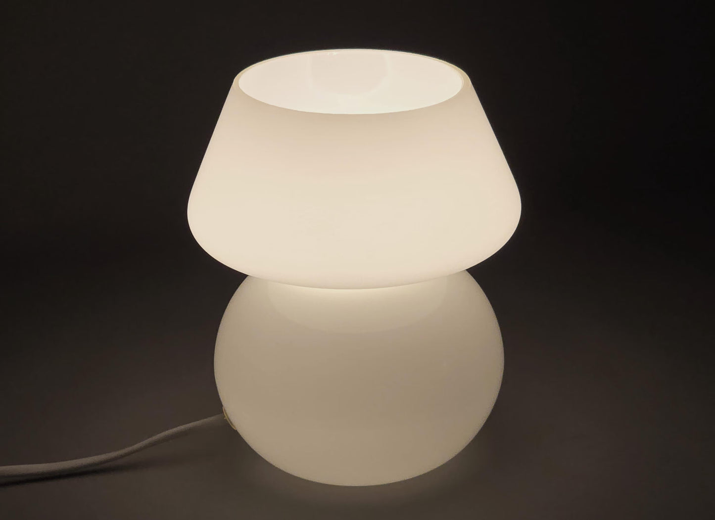 Vintage 1980s Opal Glass Mushroom Table Lamp, Sweden.