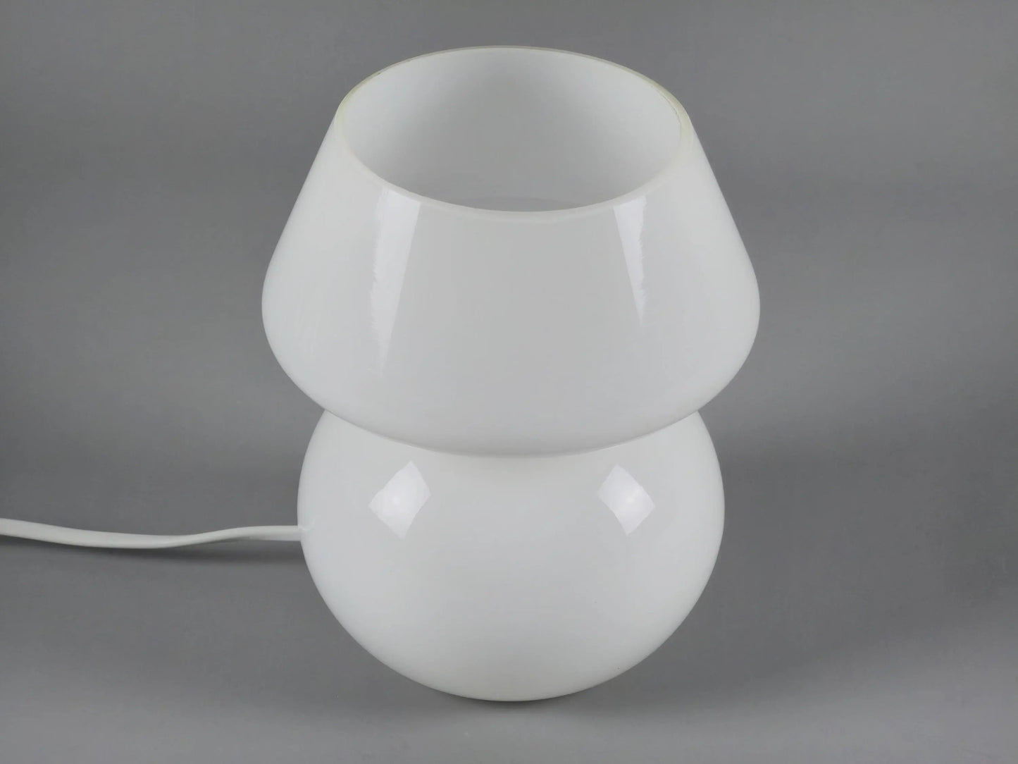 Vintage 1980s Opal Glass Mushroom Table Lamp, Sweden.