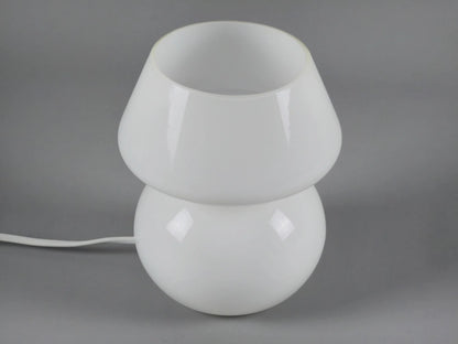 Vintage 1980s Opal Glass Mushroom Table Lamp, Sweden.