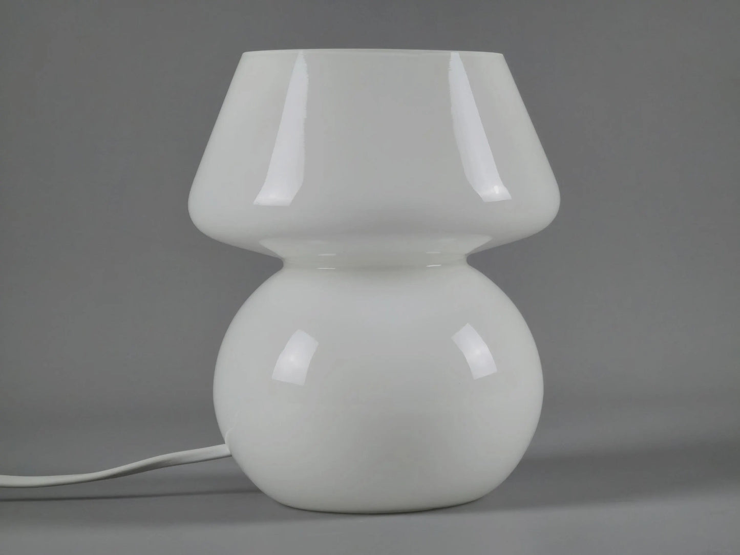 Vintage 1980s Opal Glass Mushroom Table Lamp, Sweden.