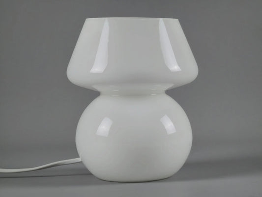 Vintage 1980s Opal Glass Mushroom Table Lamp, Sweden.
