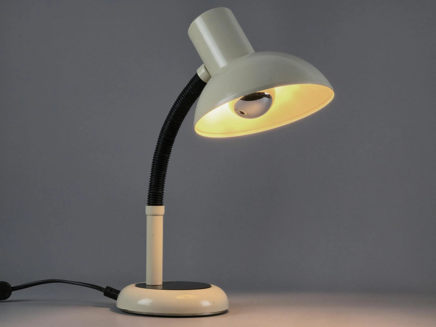 Vintage 1970s Cream Gooseneck Desk Lamp By Massive Lighting.