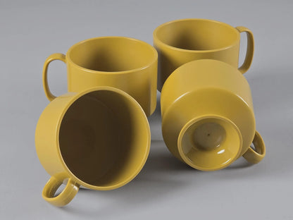 Vintage 1970s Space Age Set Of 4 Mustard – Yellow Plastic Cups.
